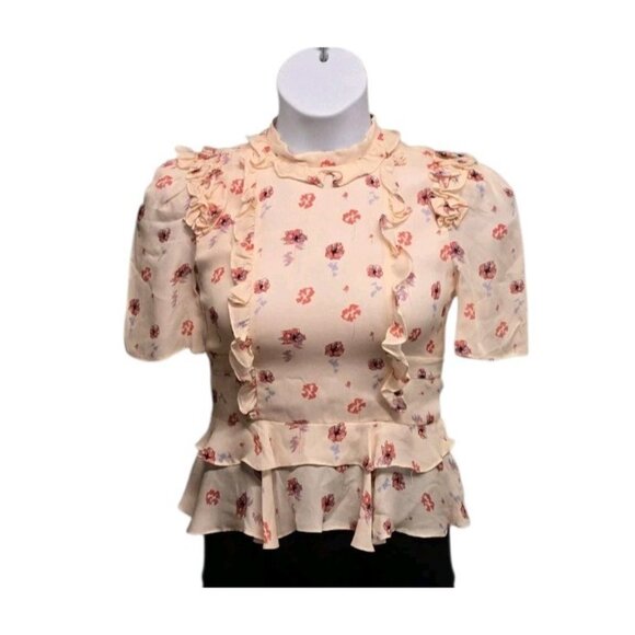 Laura Garcia Collection Floral Silk Blouse Womens 4 Barneys NY Top Cottagecore - Picture 1 of 6